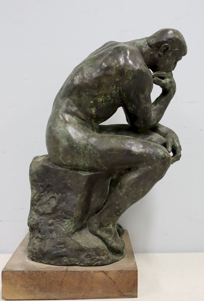 Appraisal: Rodin Early Alva Museum Bronze Reproduction The Thinker From a