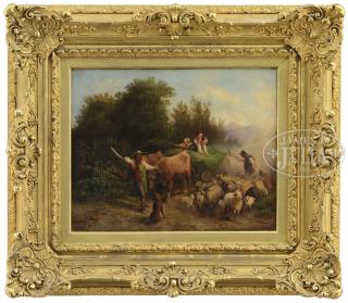 Appraisal: JOSEPH HEINRICH LUDWIG MARR German - CHILDREN IN HAYWAGON RIDING