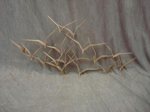 Appraisal: Midcentury Gilt Metal Wall Sculpture of Flying Birds