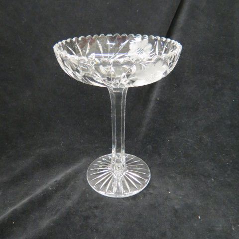 Appraisal: Cut Glass Tall Compote floral fancy cut stem