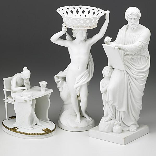 Appraisal: THREE PARIAN ITEMSRoyal Copenhagen figure of St Matthew winged figure