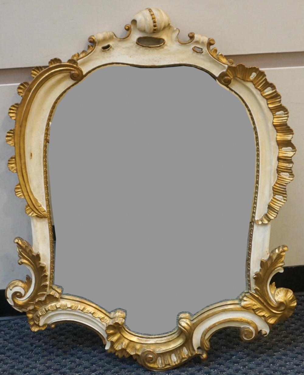 Appraisal: ROCOCO STYLE ENAMEL PAINTED AND GILT DECORATED MIRRORRococo Style Enamel