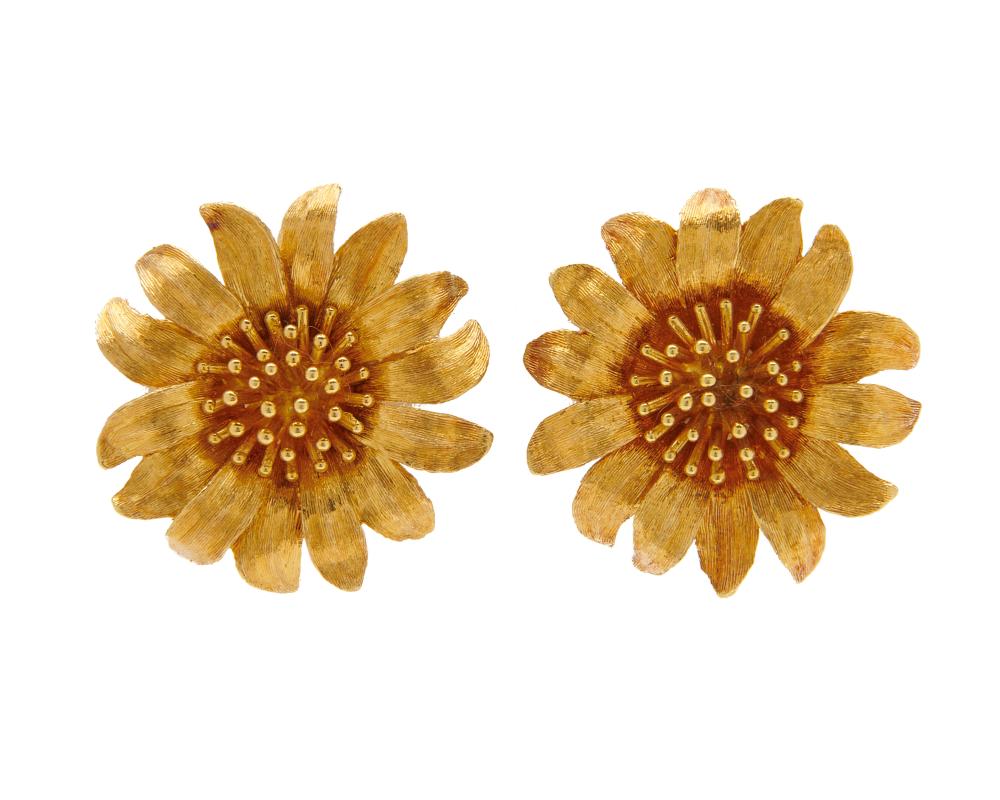 Appraisal: ROBERT BRUCE BIELKA K Gold Earclips the floral form earclips