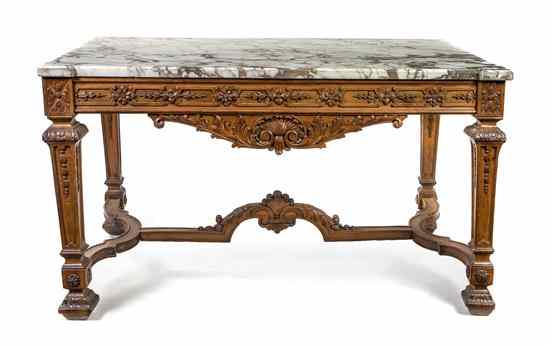 Appraisal: A French Neoclassical Carved Walnut Center Table having a rectangular