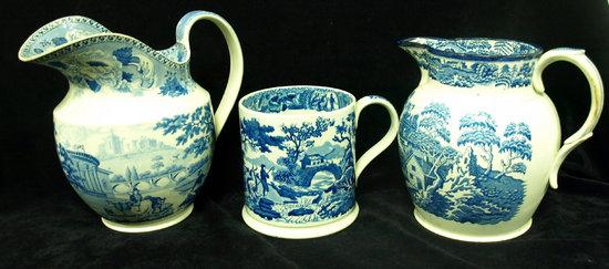 Appraisal: A th Century Staffordshire earthenware jug transfer printed blue and