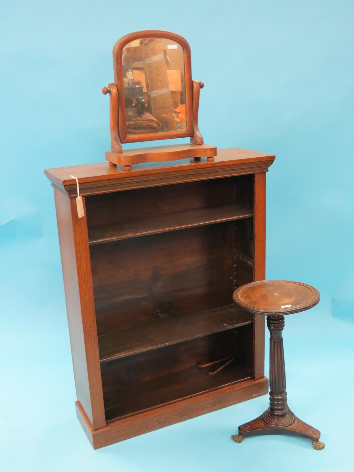 Appraisal: A Victorian oak open bookcase three adjustable shelves together with