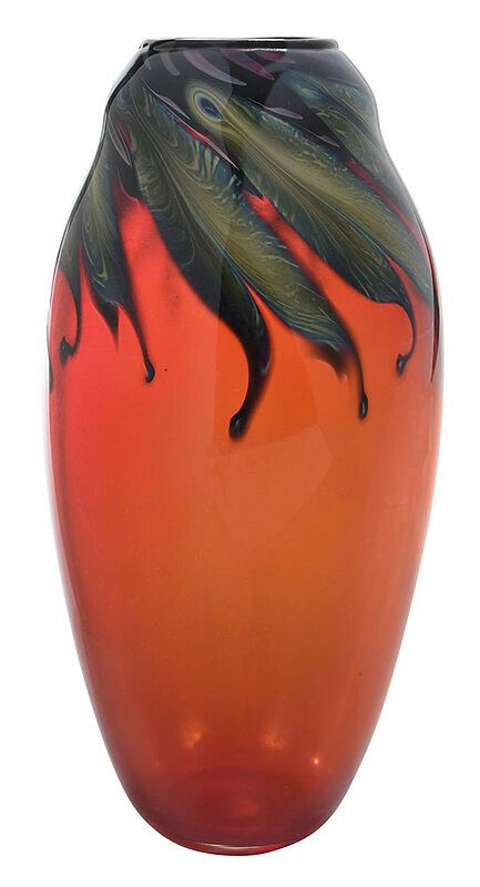 Appraisal: Charles Lotton Ruby Red Art Glass Vase American th century