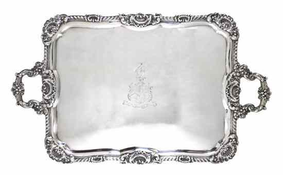 Appraisal: An English Silver Tray JF Co Sheffield having a shell