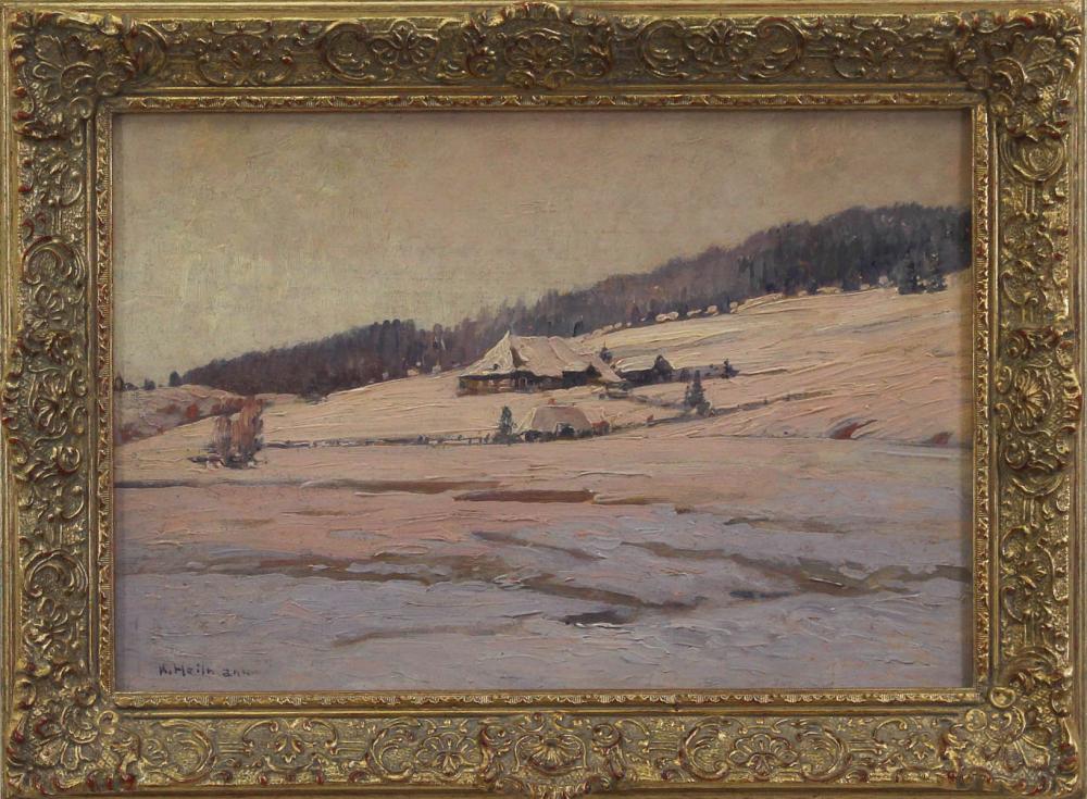 Appraisal: KARL HEILMANN Germany - oil on board winter landscape with