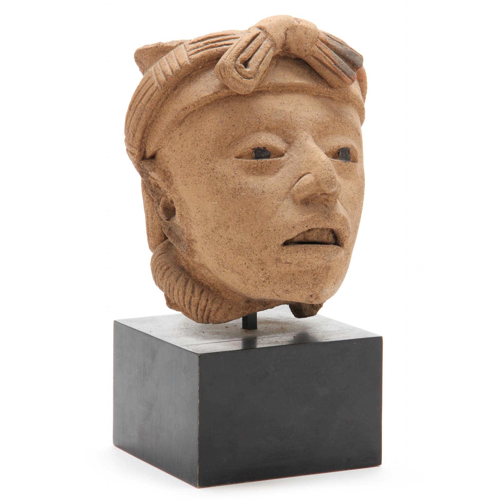 Appraisal: Pre-Columbian Terracotta Head Veracruz circa - A D dark tan