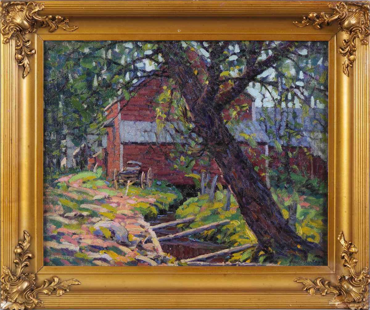 Appraisal: John William Bentley American - Barn scene Sgn lower right