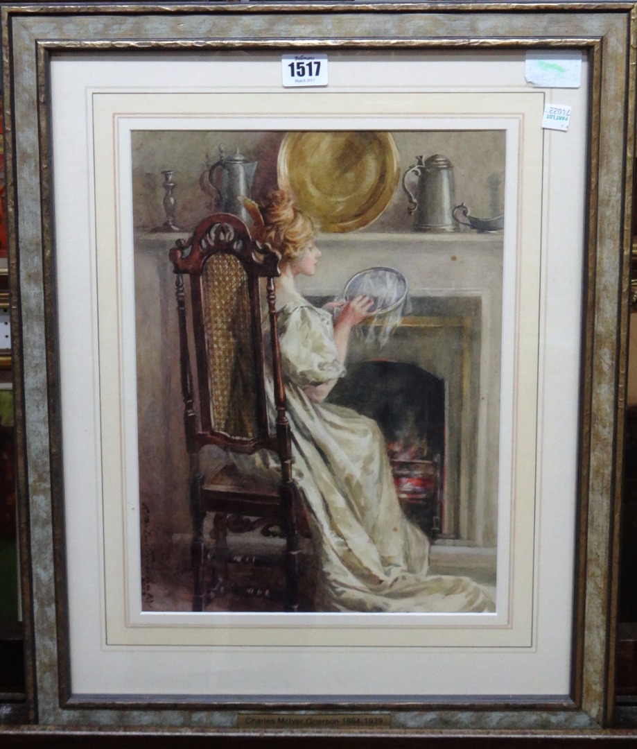 Appraisal: Charles McIver Grierson - Embroidery watercolour signed cm x cm