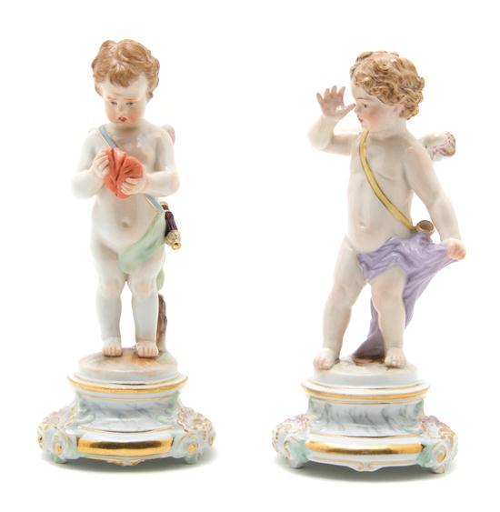 Appraisal: Two Meissen Porcelain Figures each depicting a putto on a