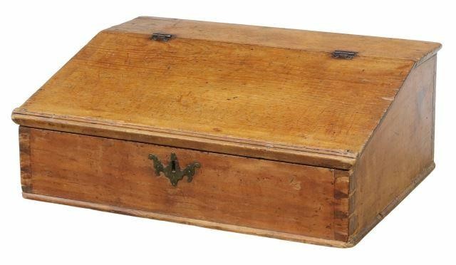 Appraisal: American pine slant-front travel lap desk th c open gallery