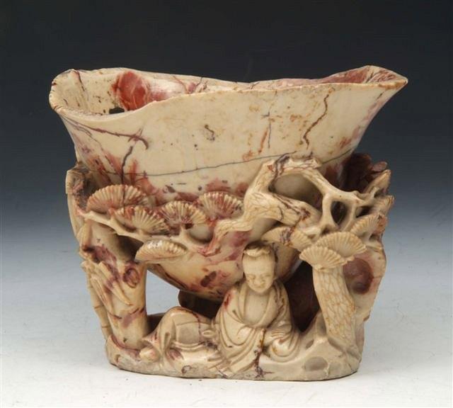 Appraisal: AN ORIENTAL SOAP STONE LIBATION CUP possibly th Century with