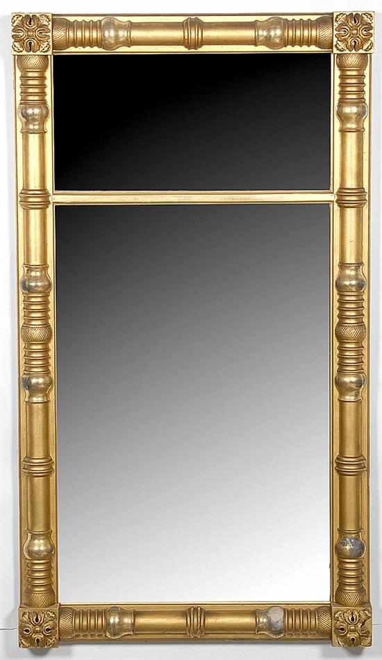 Appraisal: Classical giltwood pier mirror circa rectangular two-part mirror surrounded by