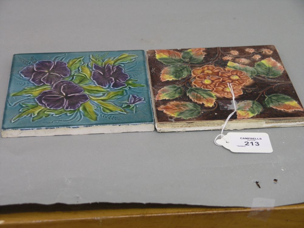 Appraisal: A group of Victorian earthenware tiles to include a set