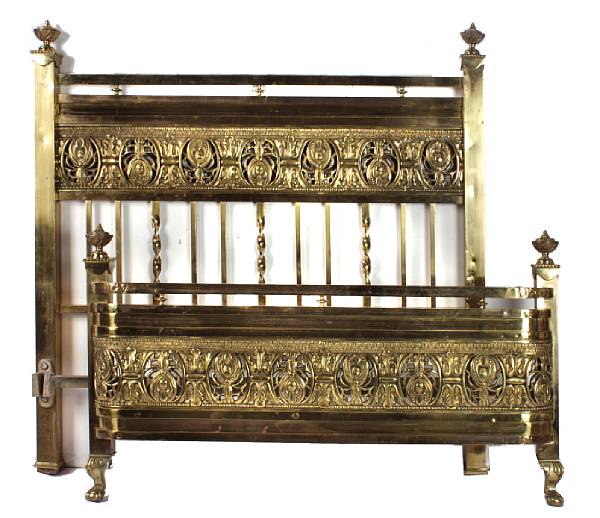 Appraisal: A French Art Nouveau brass bed height in length in