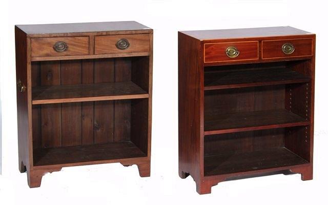 Appraisal: A MAHOGANY OPEN FRONT BOOKCASE fitted two drawers and two