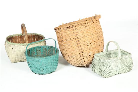 Appraisal: FOUR BASKETS American late th-early th century woven splint Assorted