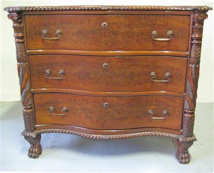 Appraisal: Carved mahogany chest of drawers th century The serpentine top