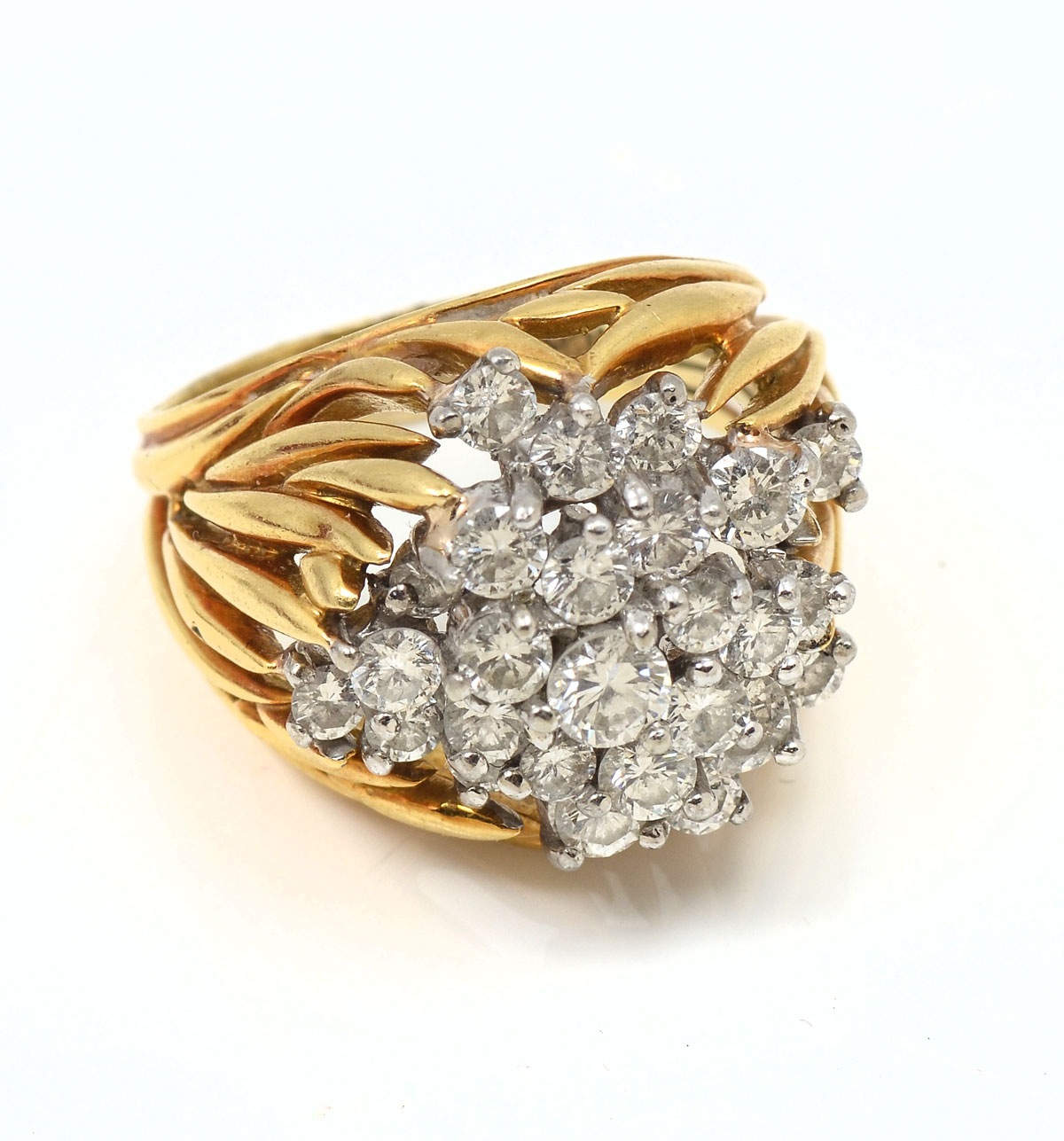 Appraisal: K CTW DIAMOND RING K yellow gold diamond ring contains