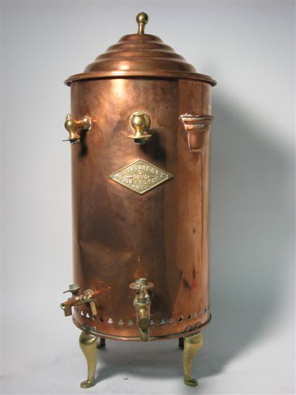 Appraisal: Large copper and brass coffee maker W F Dougherty Sons