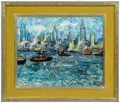 Appraisal: John Johannes painting view of New York City from the