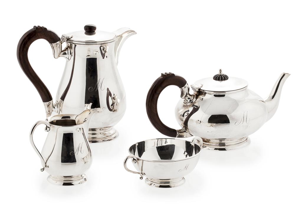 Appraisal: A four piece tea set Unmarked of squat circular form