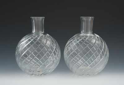 Appraisal: A Pair of Baccarat Heavy Crystal Vases Bulbous shape clear