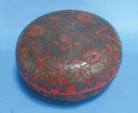 Appraisal: A CHINESE CINNABAR LACQUER CUSHION BOX with overlaid decoration of