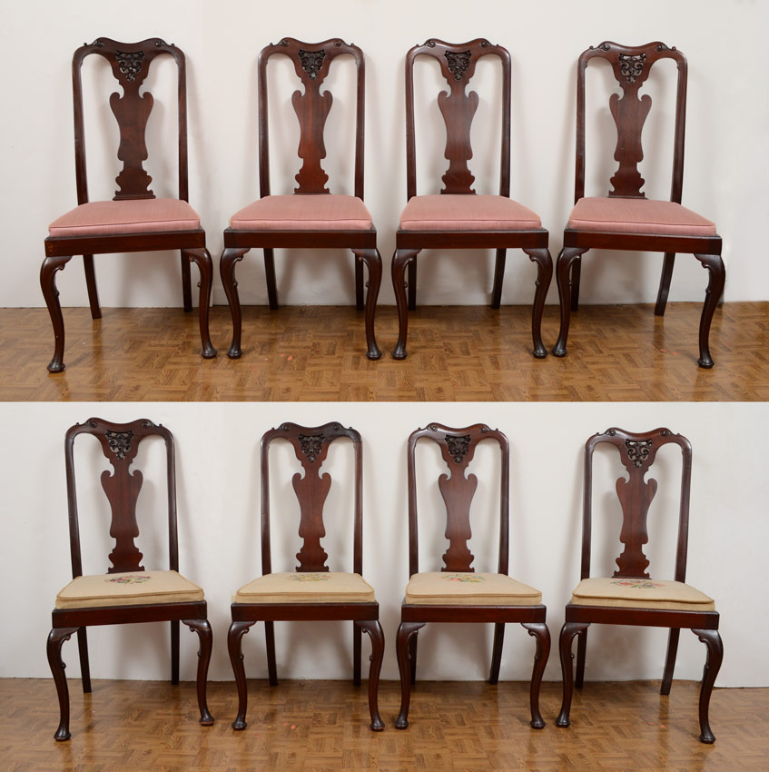 Appraisal: SET OF QUEEN ANNE DINING CHAIRS Mahogany side chairs featuring