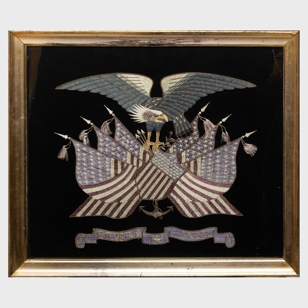 Appraisal: Japanese Export Embroidered Eagle Picture Made for the American market