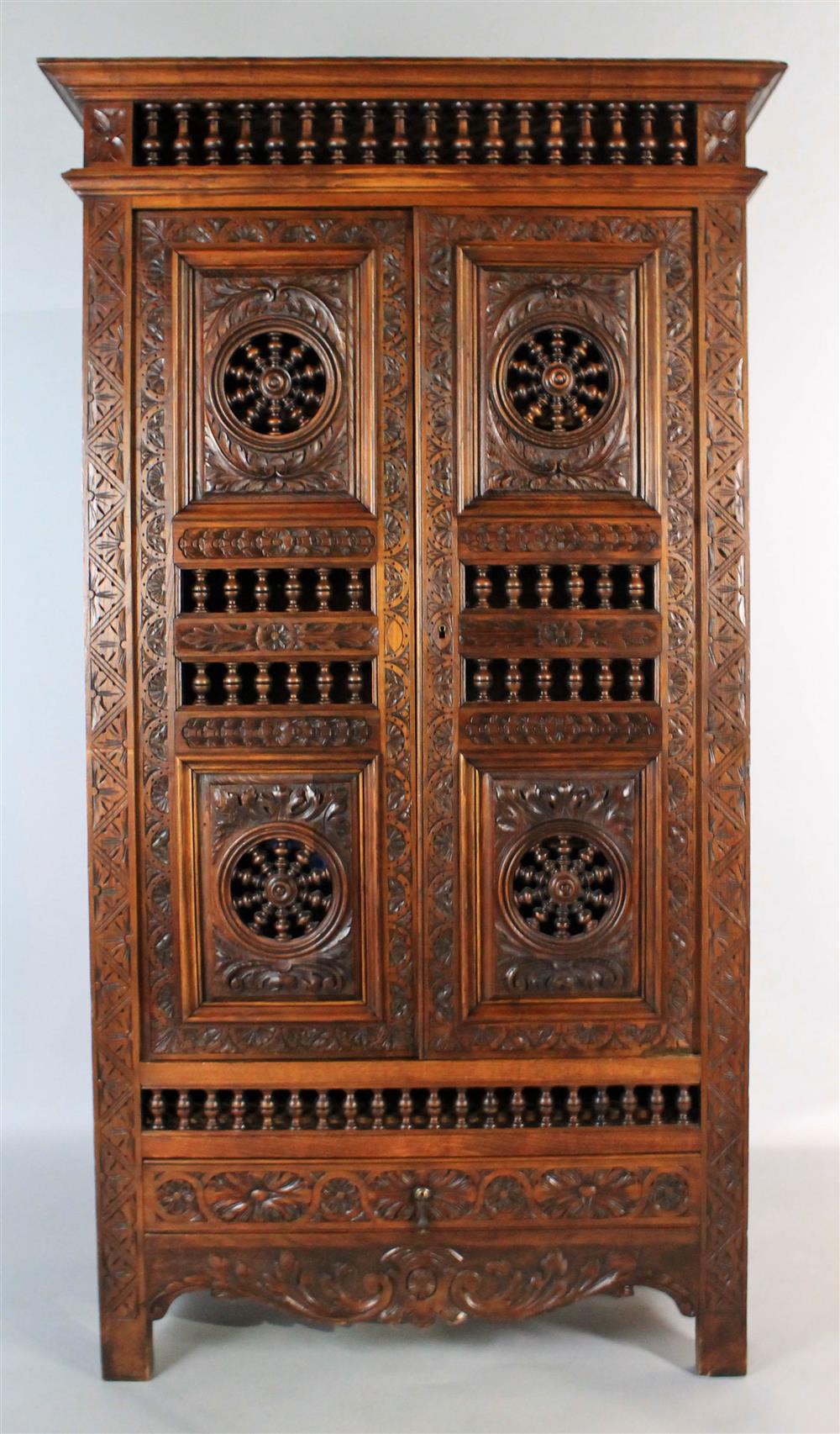 Appraisal: FRENCH BRITTANY PROVINCIAL STYLE CARVED OAK ARMOIRE having a molded