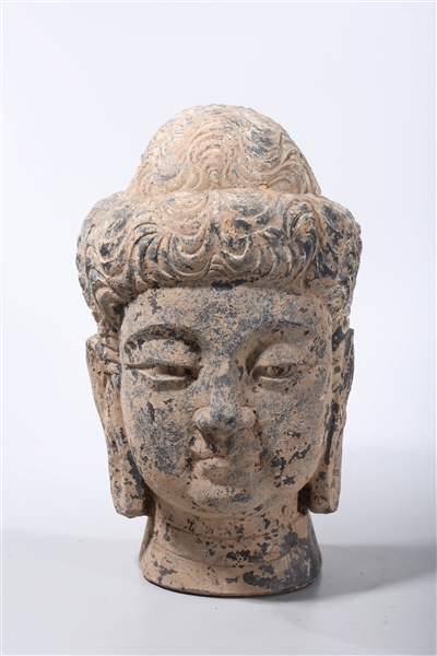 Appraisal: Chinese earthenware head of Buddha x x approx