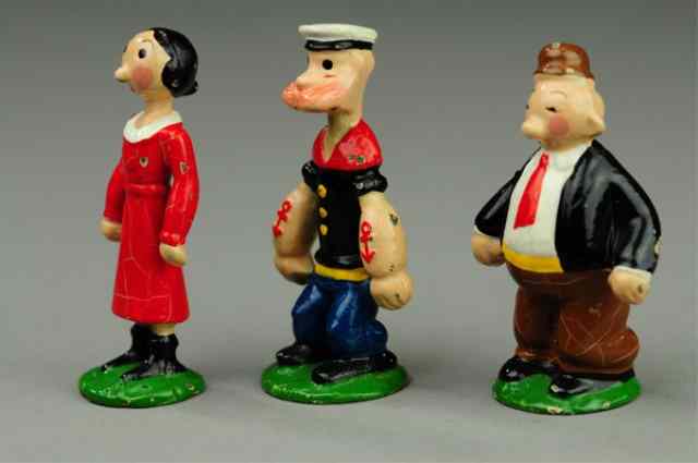 Appraisal: POPEYE OLIVE OYL AND WIMPY PAPER WEIGHTS Hubley full cast