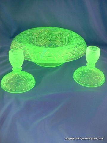 Appraisal: L E Smith Glass Co - Console Set - Depression