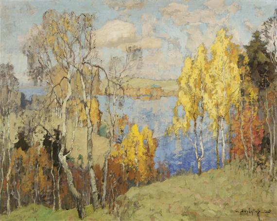 Appraisal: GARBATOV CONSTANTIN IVANOVIC Samara - Berlin Herbstruhe Autumn rest Oil