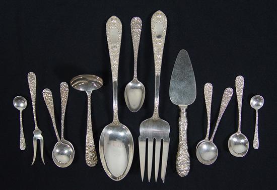 Appraisal: Stieff Rose Sterling Flatware Serving Pieces Consisting of cheese knife