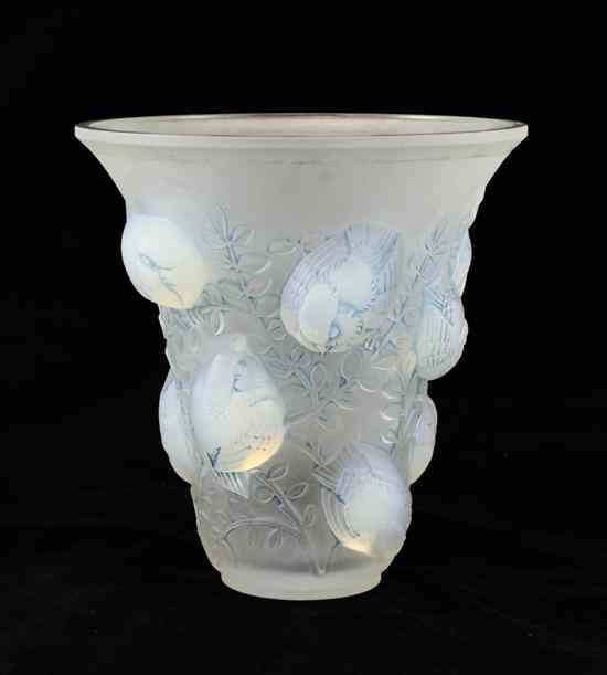 Appraisal: A Lalique 'Saint-Francois' pattern opalescent glass vase with original blue