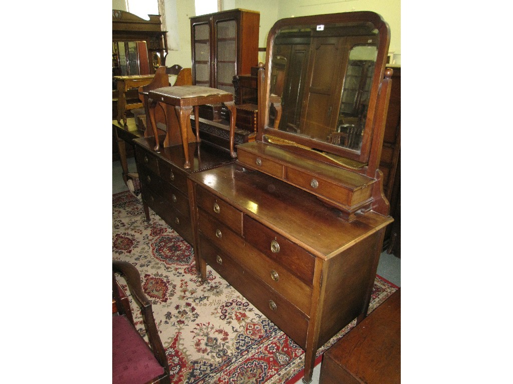 Appraisal: Lot comprising mahogany dressing table matching chest stool and a