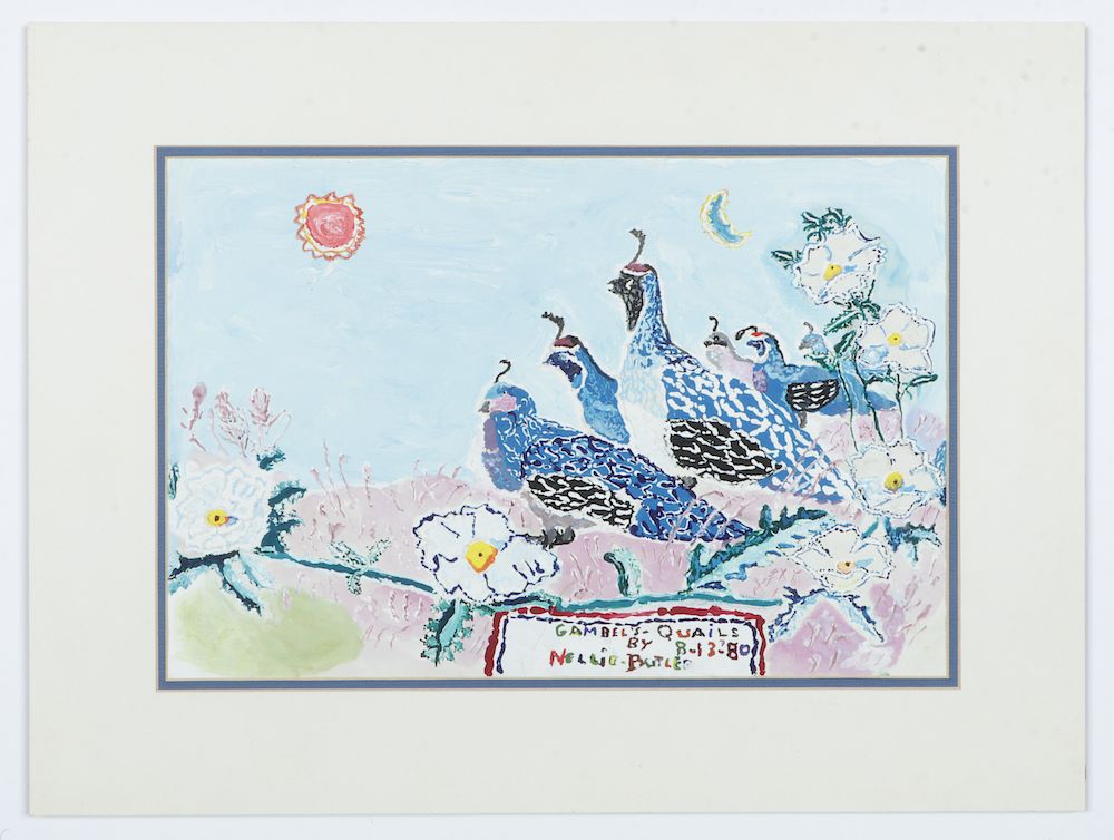 Appraisal: Nellie Butler th c Gambel's Quails Painting and Poster Nellie