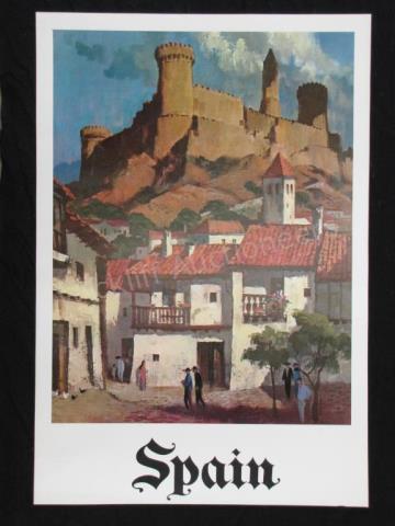 Appraisal: A vintage travel poster Spain depicting village and castle x