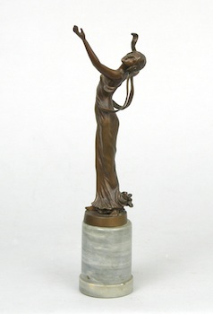 Appraisal: Oskar Gladenbeck German - An Art Nouveau bronze with brown