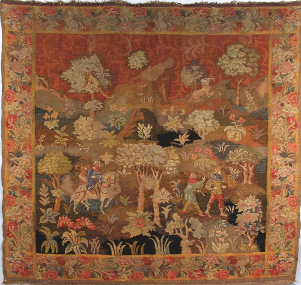 Appraisal: th Century French continental tapestry depicting knights and animals having