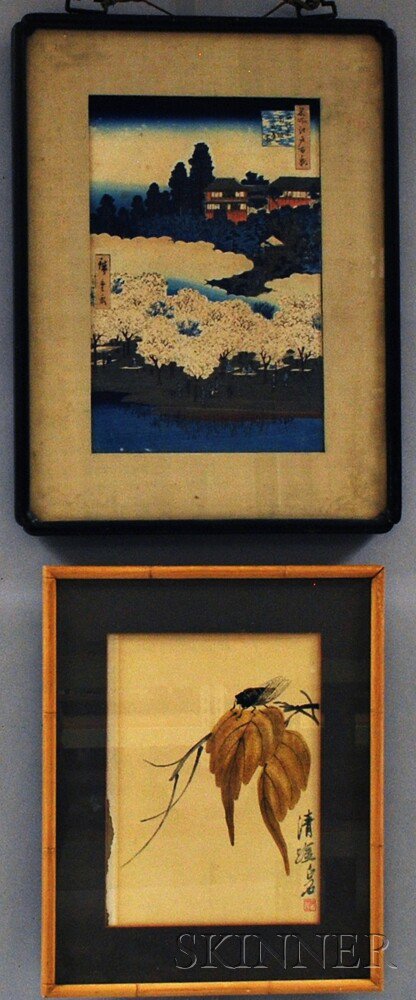 Appraisal: Two Woodblock Prints Japan and China one by Hiroshige -