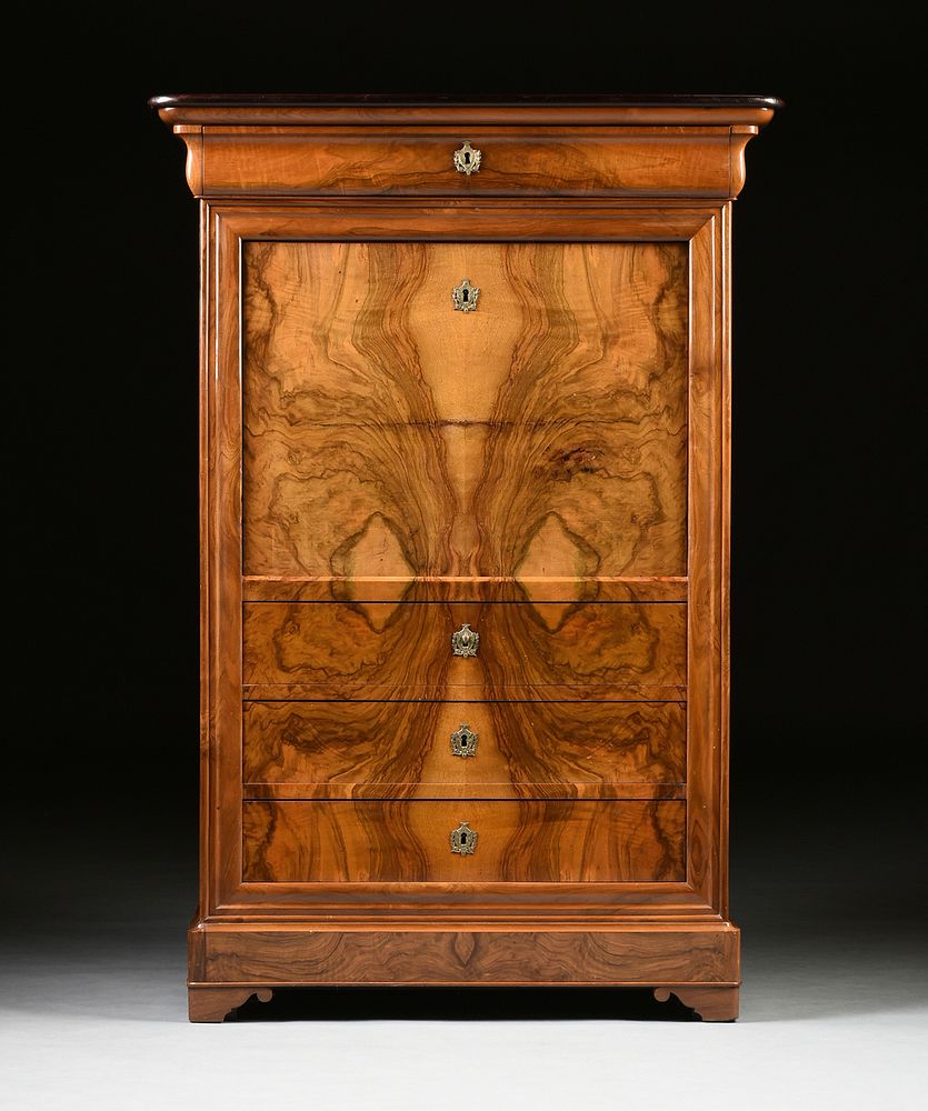 Appraisal: A LOUIS PHILIPPE WALNUT AND MAPLE SECR TAIRE ABATTANT FRENCH