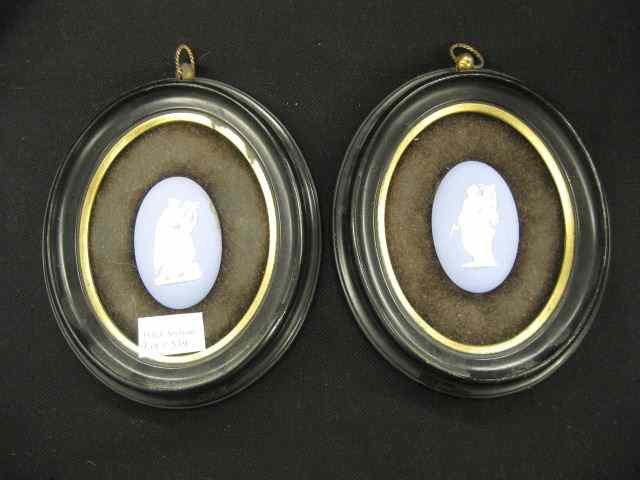 Appraisal: Pair of Wedgwood Blue Jasperware CameoPlaques oval medallions of maidens