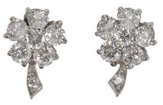 Appraisal: Platinum kt and Diamond Earrings platinum mounting in flower design