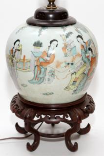 Appraisal: CHINESE PORCELAIN GINGER JAR MOUNTED AS A LAMP CHINESE PORCELAIN